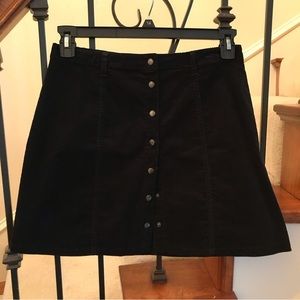 Forever 21 Black Corduroy Snap Front Stretch Skirt L
